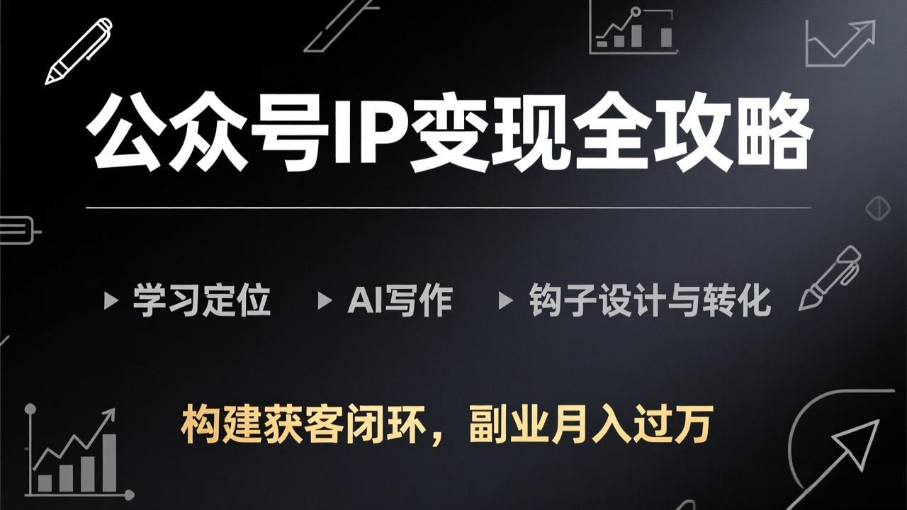 公众号IP变现全攻略-更新，学习定位、AI写作、钩子设计与转化，构建获客闭环，副业月入过万-易博客论坛