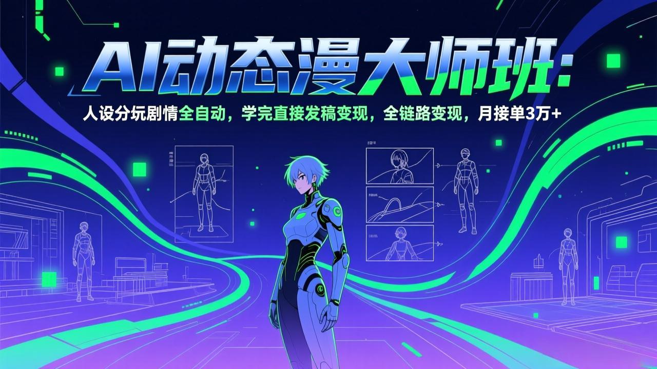 AI动态漫剧大师班：人设分镜剧情全自动，学完直接发稿变现，全链路变现，月接单3万+-易博客论坛