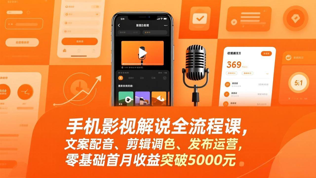 （17391期）手机影视解说全流程课，文案配音、剪辑调色、发布运营，零基础首月收益突破5000元-易博客论坛