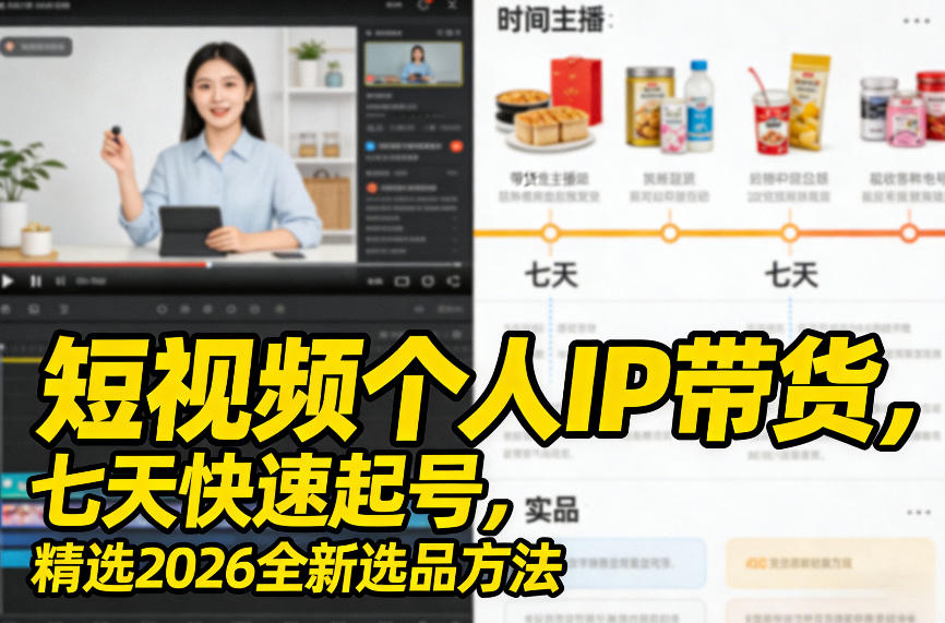 短视频个人IP带货，七天快速起号，精选2026全新选品方法-易博客论坛